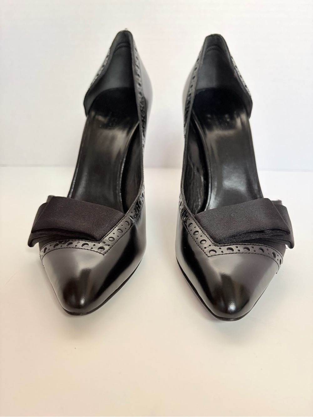 Gucci D’Orsay Stiletto Pumps Pointed Toe Trim Ribbon Satin Leather Black Size 39 - Picture 3 of 15